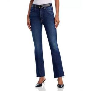NEW MOTHER hustler flood fray jean in blue